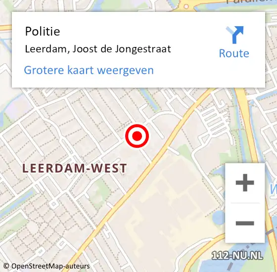 Locatie op kaart van de 112 melding: Politie Leerdam, Joost de Jongestraat op 30 september 2022 08:41