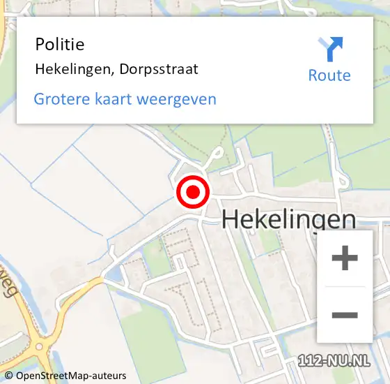Locatie op kaart van de 112 melding: Politie Hekelingen, Dorpsstraat op 30 september 2022 08:43