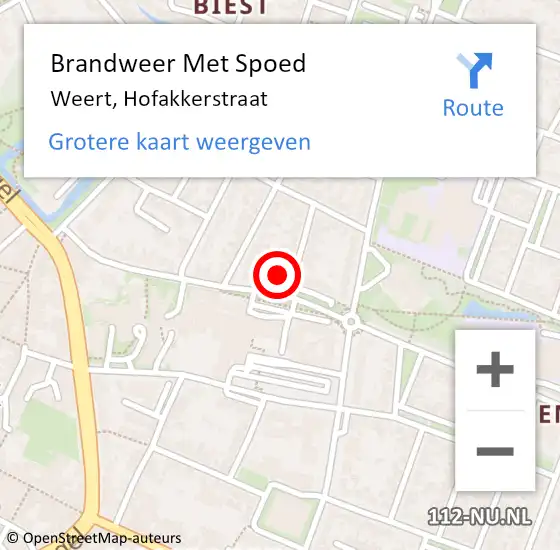 Locatie op kaart van de 112 melding: Brandweer Met Spoed Naar Weert, Hofakkerstraat op 30 september 2022 08:56