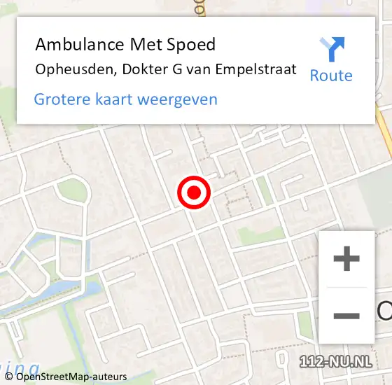 Locatie op kaart van de 112 melding: Ambulance Met Spoed Naar Opheusden, Dokter G van Empelstraat op 30 september 2022 08:59