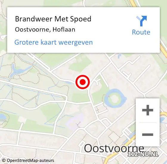 Locatie op kaart van de 112 melding: Brandweer Met Spoed Naar Oostvoorne, Hoflaan op 30 september 2022 09:16