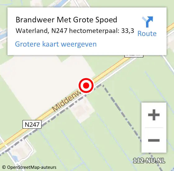 Locatie op kaart van de 112 melding: Brandweer Met Grote Spoed Naar Waterland, N247 hectometerpaal: 33,3 op 30 september 2022 09:19