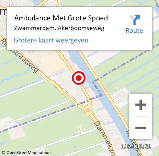 Locatie op kaart van de 112 melding: Ambulance Met Grote Spoed Naar Zwammerdam, Akerboomseweg op 30 september 2022 09:25