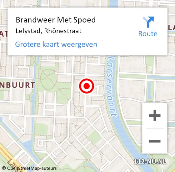 Locatie op kaart van de 112 melding: Brandweer Met Spoed Naar Lelystad, Rhônestraat op 30 september 2022 09:26