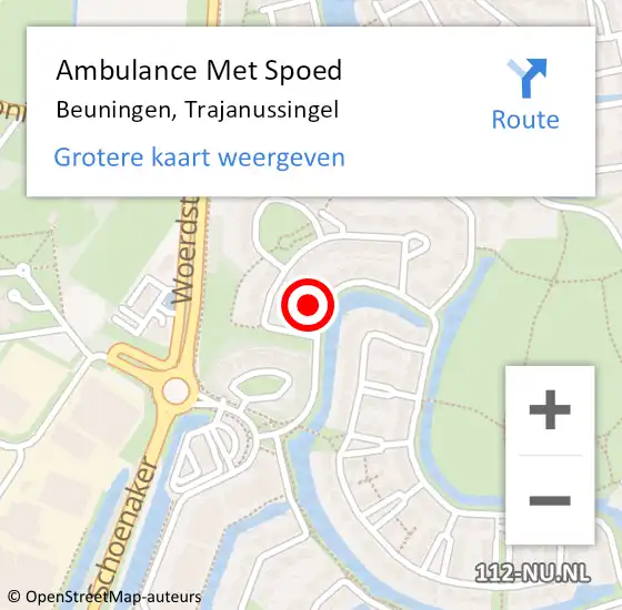 Locatie op kaart van de 112 melding: Ambulance Met Spoed Naar Beuningen, Trajanussingel op 30 september 2022 09:34