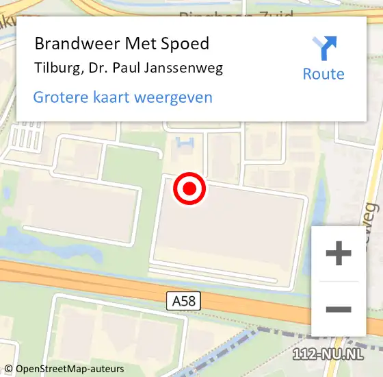 Locatie op kaart van de 112 melding: Brandweer Met Spoed Naar Tilburg, Dr. Paul Janssenweg op 30 september 2022 09:41