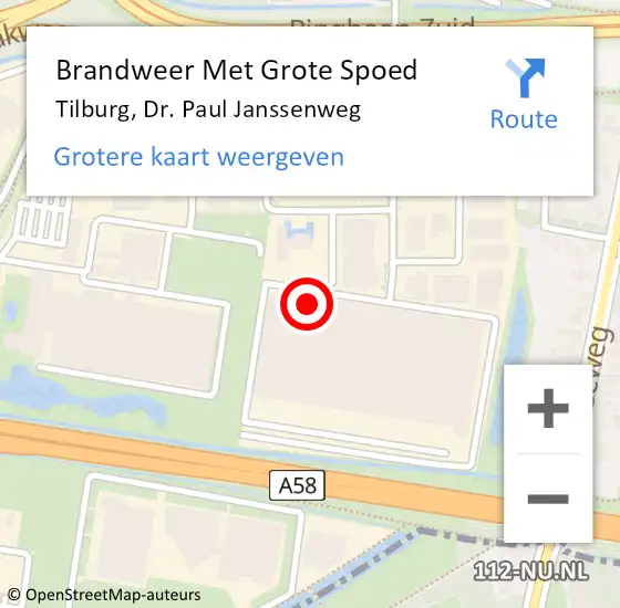 Locatie op kaart van de 112 melding: Brandweer Met Grote Spoed Naar Tilburg, Dr. Paul Janssenweg op 30 september 2022 09:48