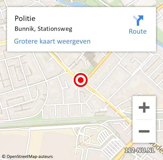 Locatie op kaart van de 112 melding: Politie Bunnik, Stationsweg op 10 oktober 2013 07:41