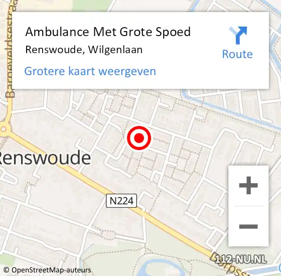 Locatie op kaart van de 112 melding: Ambulance Met Grote Spoed Naar Renswoude, Wilgenlaan op 30 juli 2014 22:48