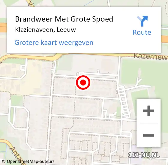 Locatie op kaart van de 112 melding: Brandweer Met Grote Spoed Naar Klazienaveen, Leeuw op 30 september 2022 10:11