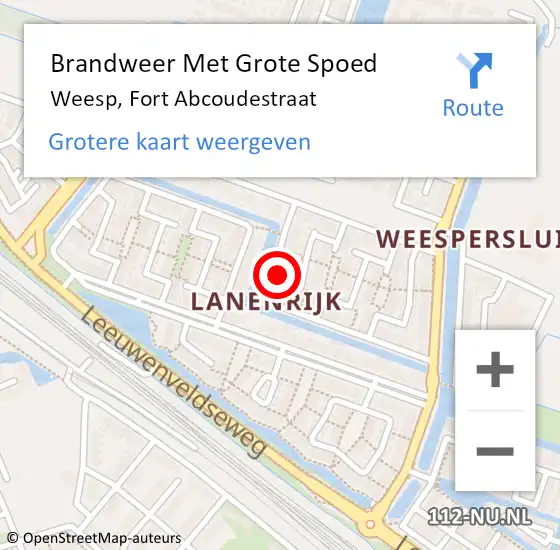 Locatie op kaart van de 112 melding: Brandweer Met Grote Spoed Naar Weesp, Fort Abcoudestraat op 30 september 2022 10:14