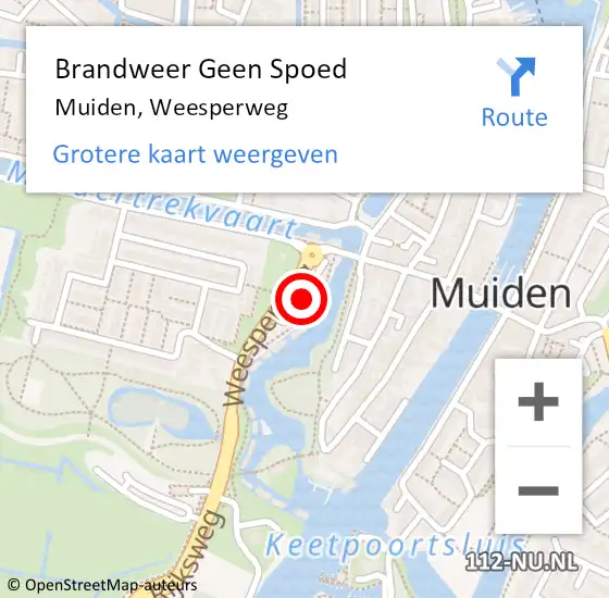 Locatie op kaart van de 112 melding: Brandweer Geen Spoed Naar Muiden, Weesperweg op 30 september 2022 10:30