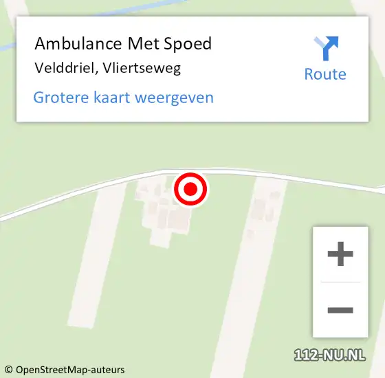 Locatie op kaart van de 112 melding: Ambulance Met Spoed Naar Velddriel, Vliertseweg op 30 september 2022 10:43