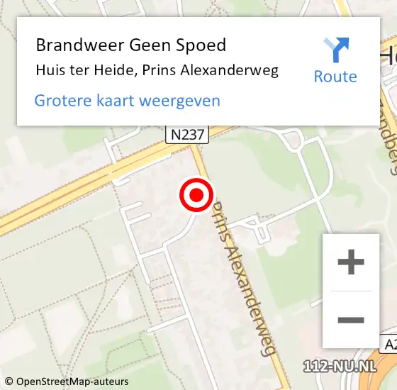 Locatie op kaart van de 112 melding: Brandweer Geen Spoed Naar Huis ter Heide, Prins Alexanderweg op 30 september 2022 11:05