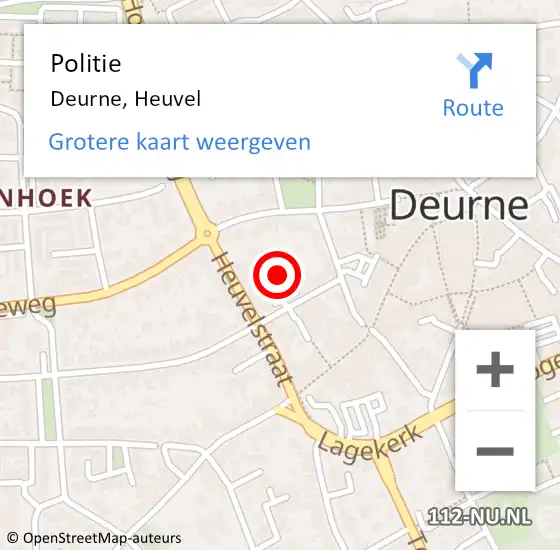 Locatie op kaart van de 112 melding: Politie Deurne, Heuvel op 30 september 2022 11:09