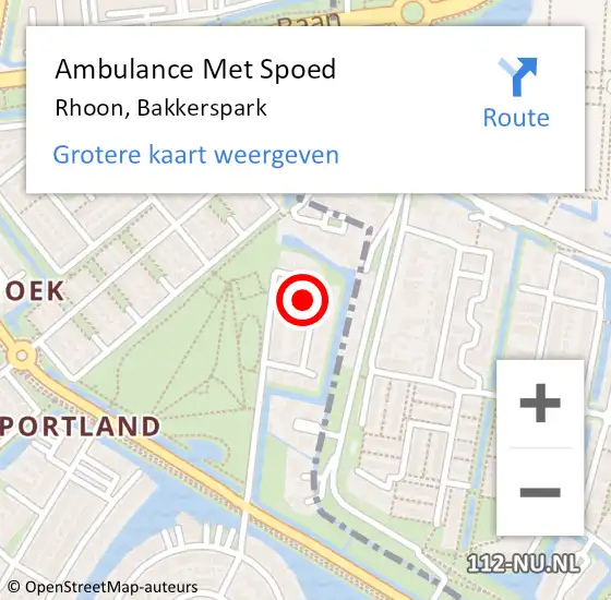 Locatie op kaart van de 112 melding: Ambulance Met Spoed Naar Rhoon, Bakkerspark op 30 september 2022 11:10