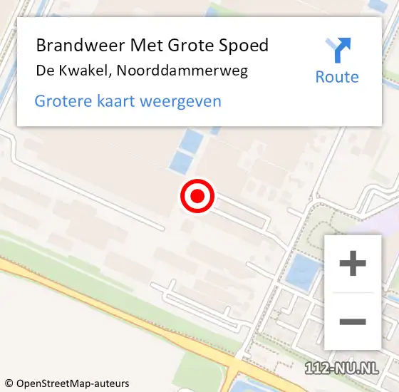 Locatie op kaart van de 112 melding: Brandweer Met Grote Spoed Naar De Kwakel, Noorddammerweg op 30 september 2022 11:16