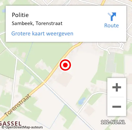 Locatie op kaart van de 112 melding: Politie Sambeek, Torenstraat op 30 september 2022 11:40