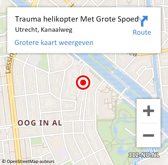 Locatie op kaart van de 112 melding: Trauma helikopter Met Grote Spoed Naar Utrecht, Kanaalweg op 30 september 2022 11:46