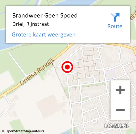 Locatie op kaart van de 112 melding: Brandweer Geen Spoed Naar Driel, Rijnstraat op 30 september 2022 11:46