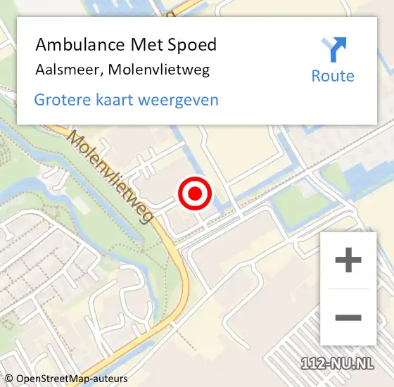 Locatie op kaart van de 112 melding: Ambulance Met Spoed Naar Aalsmeer, Molenvlietweg op 30 september 2022 11:56