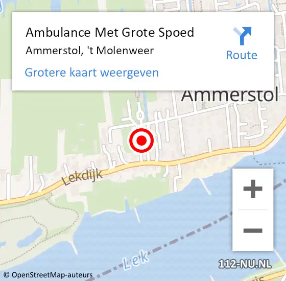 Locatie op kaart van de 112 melding: Ambulance Met Grote Spoed Naar Ammerstol, 't Molenweer op 30 september 2022 11:57