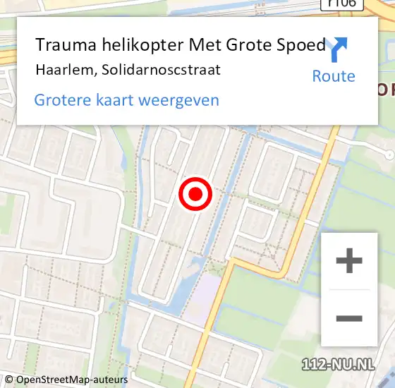 Locatie op kaart van de 112 melding: Trauma helikopter Met Grote Spoed Naar Haarlem, Solidarnoscstraat op 30 september 2022 12:00