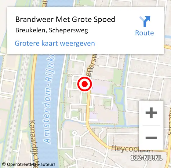 Locatie op kaart van de 112 melding: Brandweer Met Grote Spoed Naar Breukelen, Schepersweg op 30 september 2022 12:03