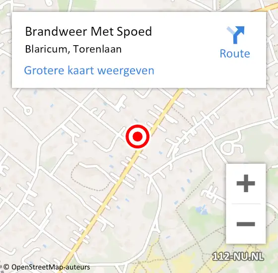 Locatie op kaart van de 112 melding: Brandweer Met Spoed Naar Blaricum, Torenlaan op 30 september 2022 12:15