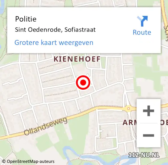 Locatie op kaart van de 112 melding: Politie Sint Oedenrode, Sofiastraat op 30 september 2022 12:30