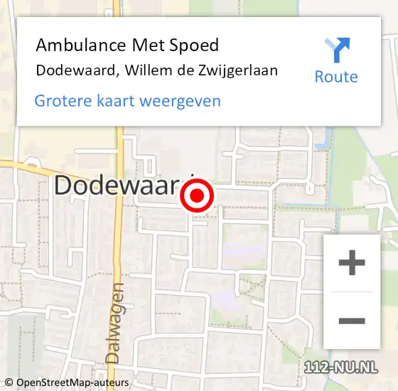 Locatie op kaart van de 112 melding: Ambulance Met Spoed Naar Dodewaard, Willem de Zwijgerlaan op 30 september 2022 12:32