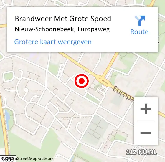 Locatie op kaart van de 112 melding: Brandweer Met Grote Spoed Naar Nieuw-Schoonebeek, Europaweg op 30 september 2022 12:35