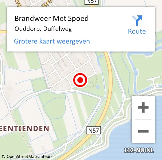 Locatie op kaart van de 112 melding: Brandweer Met Spoed Naar Ouddorp, Duffelweg op 30 september 2022 12:42