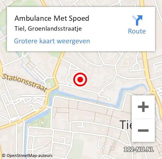 Locatie op kaart van de 112 melding: Ambulance Met Spoed Naar Tiel, Groenlandsstraatje op 30 september 2022 13:44