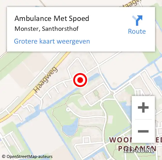 Locatie op kaart van de 112 melding: Ambulance Met Spoed Naar Monster, Santhorsthof op 30 september 2022 14:24