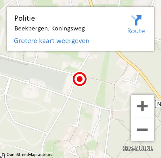 Locatie op kaart van de 112 melding: Politie Beekbergen, Koningsweg op 30 september 2022 14:42