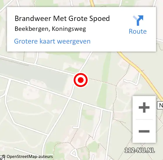 Locatie op kaart van de 112 melding: Brandweer Met Grote Spoed Naar Beekbergen, Koningsweg op 30 september 2022 14:43