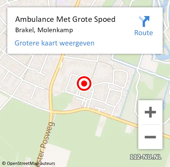 Locatie op kaart van de 112 melding: Ambulance Met Grote Spoed Naar Brakel, Molenkamp op 30 september 2022 14:46