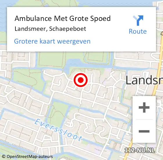 Locatie op kaart van de 112 melding: Ambulance Met Grote Spoed Naar Landsmeer, Schaepeboet op 30 september 2022 15:35