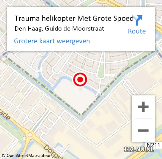 Locatie op kaart van de 112 melding: Trauma helikopter Met Grote Spoed Naar Den Haag, Guido de Moorstraat op 30 september 2022 15:45