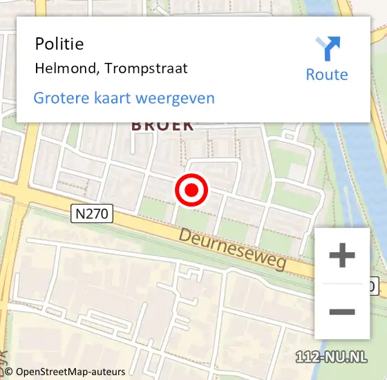 Locatie op kaart van de 112 melding: Politie Helmond, Trompstraat op 30 september 2022 16:18