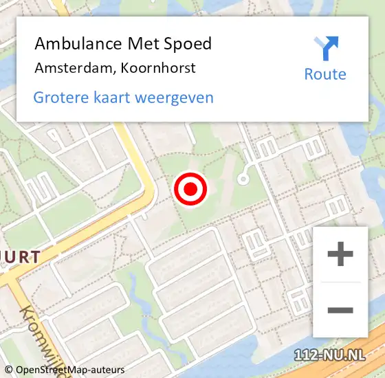 Locatie op kaart van de 112 melding: Ambulance Met Spoed Naar Amsterdam-Zuidoost, Koornhorst op 30 september 2022 16:18