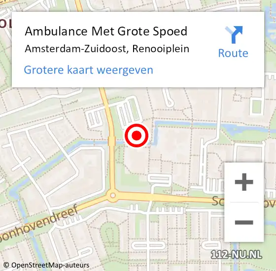 Locatie op kaart van de 112 melding: Ambulance Met Grote Spoed Naar Amsterdam-Zuidoost, Renooiplein op 30 september 2022 16:21