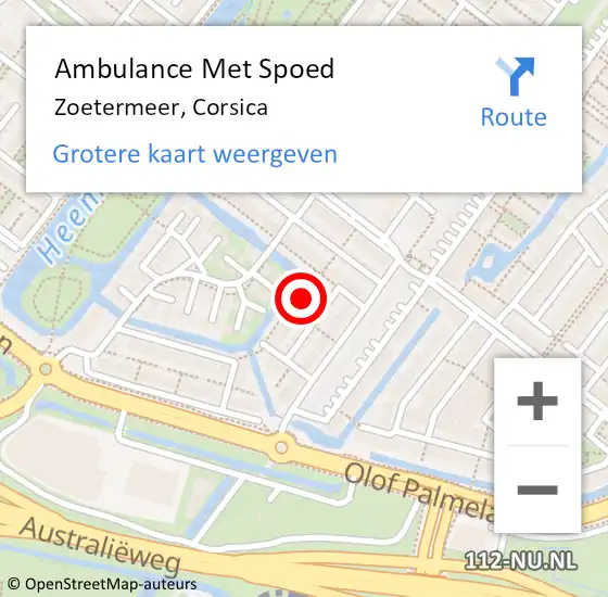 Locatie op kaart van de 112 melding: Ambulance Met Spoed Naar Zoetermeer, Corsica op 30 september 2022 16:29