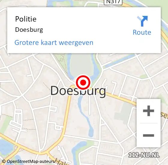 Locatie op kaart van de 112 melding: Politie Doesburg op 30 september 2022 16:32