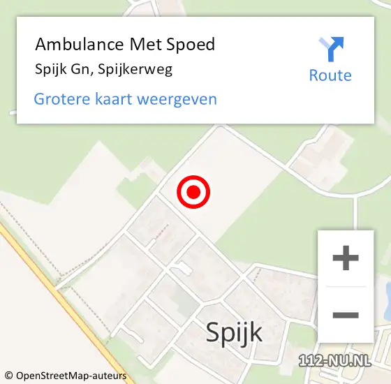 Locatie op kaart van de 112 melding: Ambulance Met Spoed Naar Spijk Gn, Spijkerweg op 30 september 2022 16:37