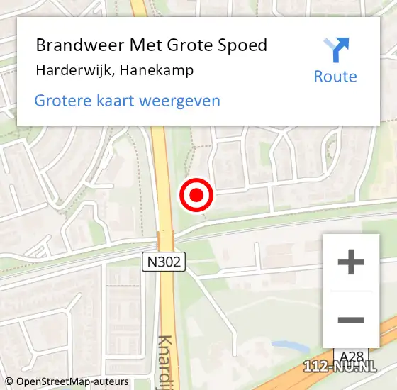 Locatie op kaart van de 112 melding: Brandweer Met Grote Spoed Naar Harderwijk, Hanekamp op 30 september 2022 16:44