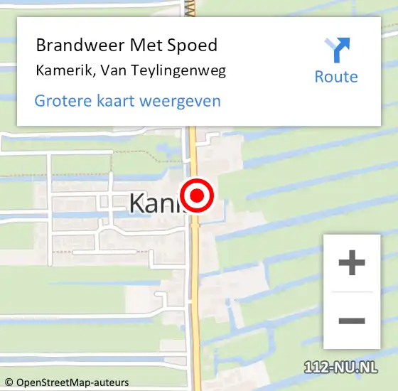 Locatie op kaart van de 112 melding: Brandweer Met Spoed Naar Kamerik, Van Teylingenweg op 30 september 2022 17:08