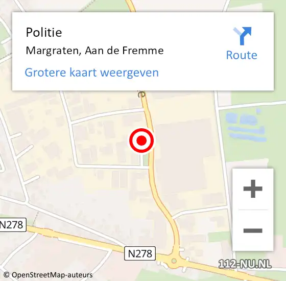 Locatie op kaart van de 112 melding: Politie Margraten, Aan de Fremme op 30 september 2022 17:19