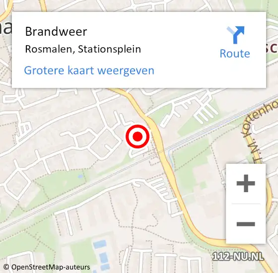 Locatie op kaart van de 112 melding: Brandweer Rosmalen, Stationsplein op 31 juli 2014 00:53